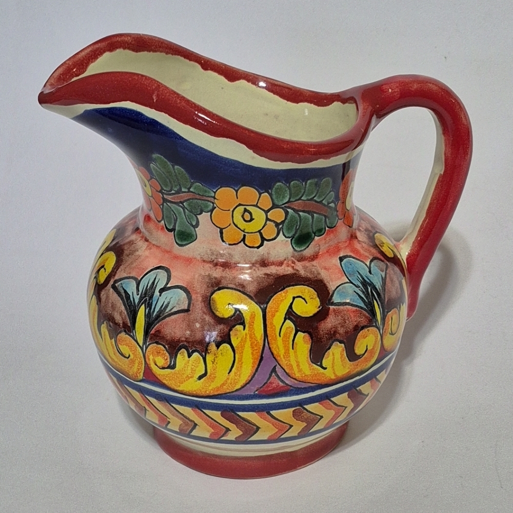 Pottery Talavera México Pitcher Vase Hand Made
